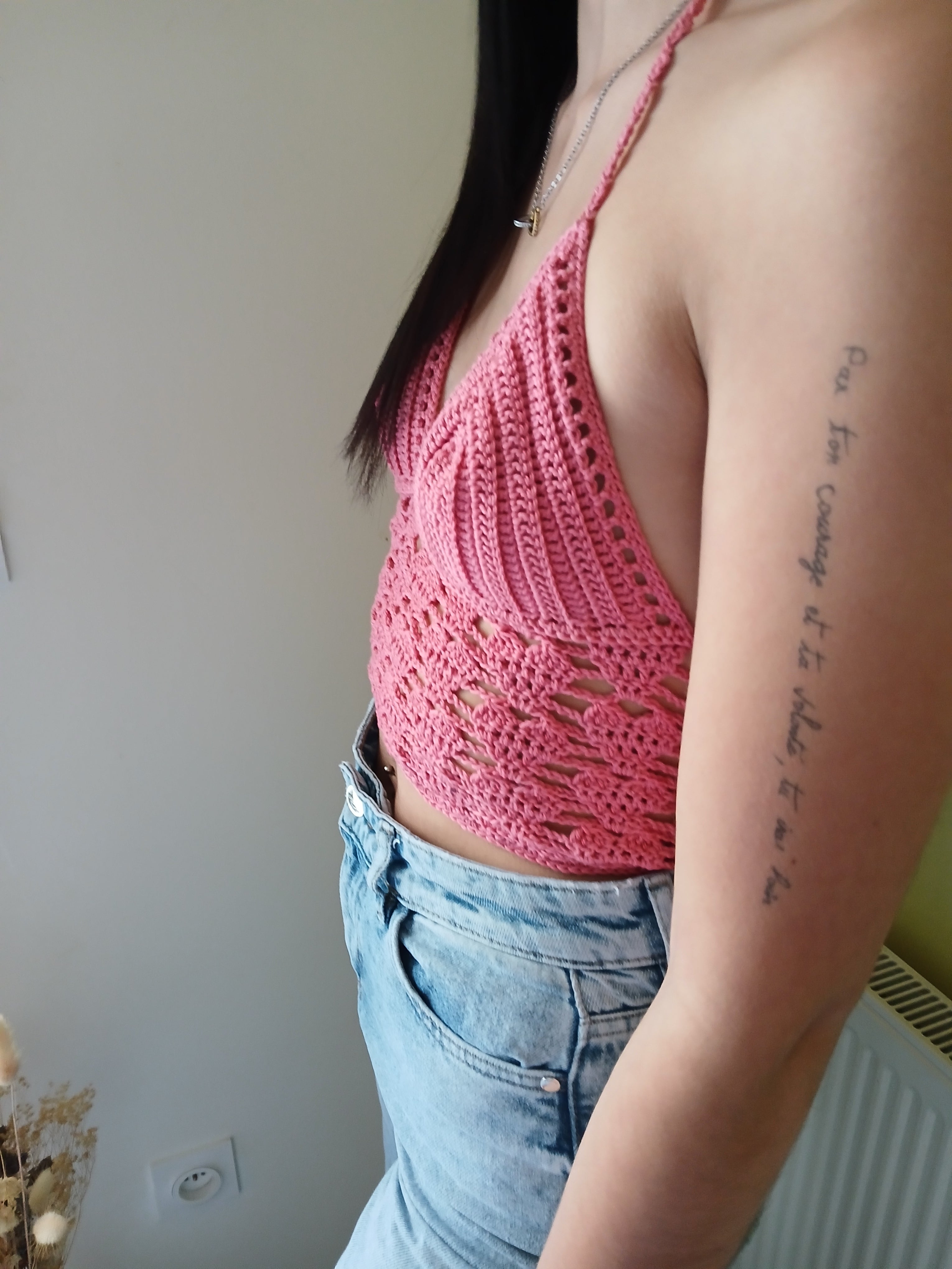 Crop top au crochet fait main- Taille 36/40